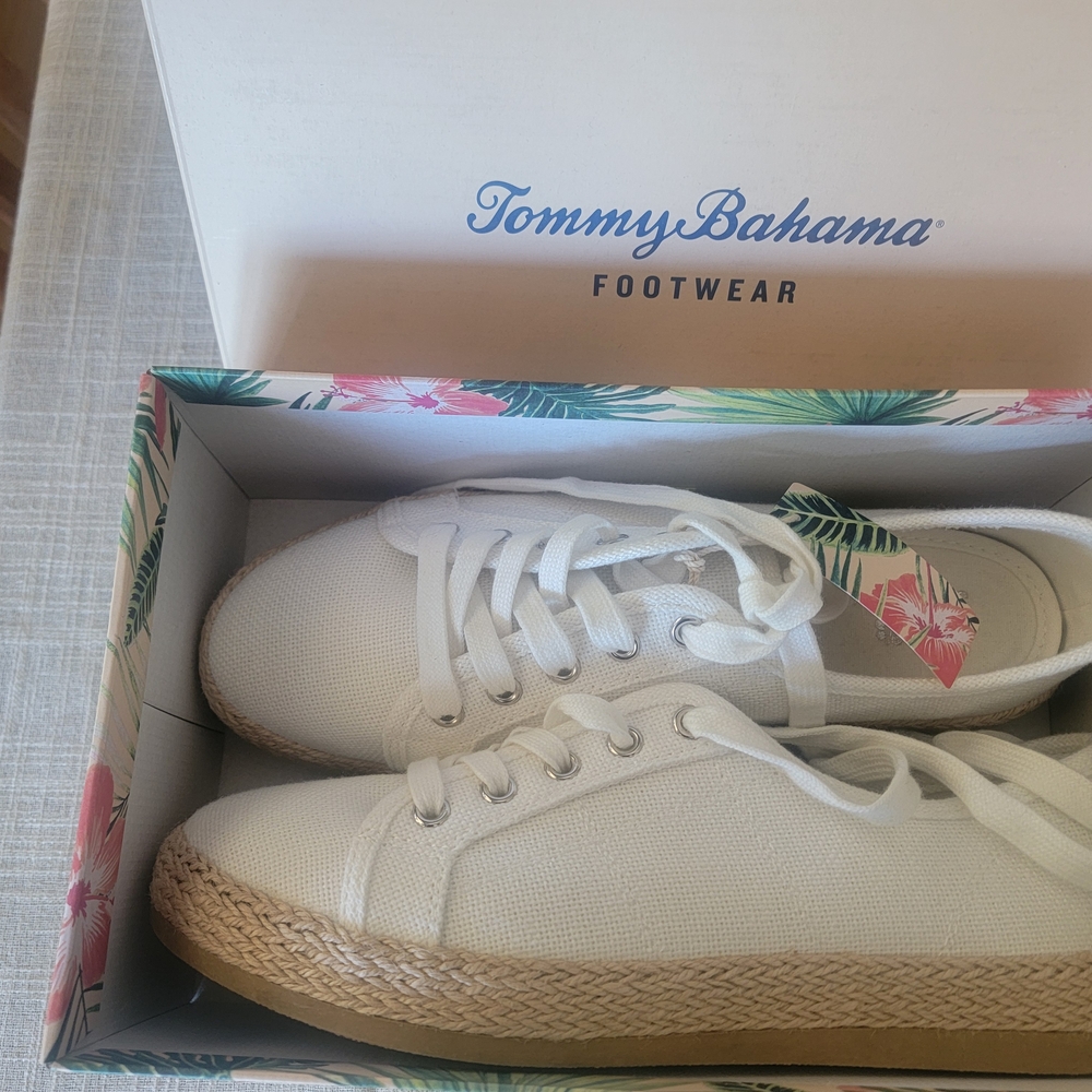 Tommy Bahama Women's White Canvas Espadrille Sneakers